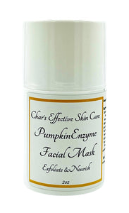 Pumpkin Enzyme Facial Mask/ with Pumpkin Enzymes, Fruit Enzymes and 1% Glycolic Acid/ White airless bottle with white cap/ Exfoliates skin/Char's Effectives Skincare
