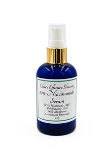 Hyaluronic and Antioxidant Botanicals/For All skin types, Anti-aging, Shrinking Pores/4oz Blue Bottle with gold and white Treatment Pump/Char's Effective Skin Care