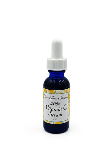 20% Vitamin C Serum with Ferulic Acid & Antioxidants/For anti aging and healthy skin care/1oz Blue Glass bottle with white dropper/ Char's Effectives