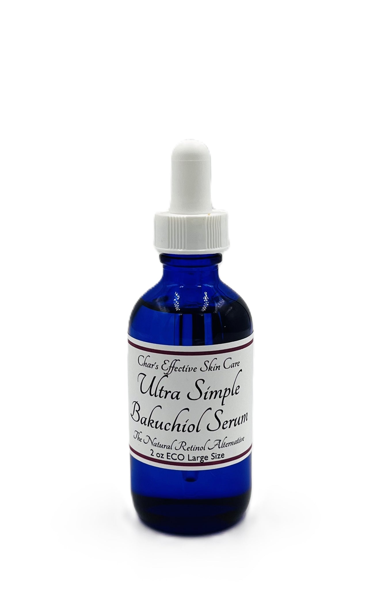 2 oz ECO Large Size of the Ultra Simple Serum in Blue glass bottle with white dropper/The Natural Retinol/Char's Effective Skin Care