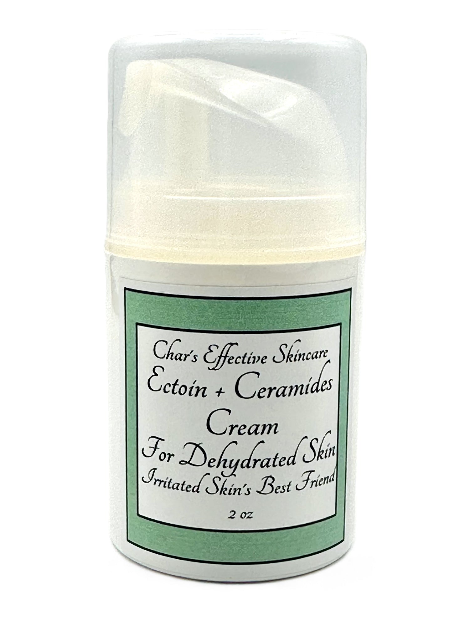 Ectoin  + Ceramides Cream for Dehydrated Skin/ Irritated Skin's Best Friend/ In white two oz Airless pump bottle/ Char's Effective Skincare