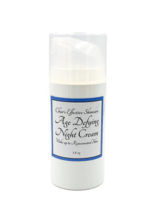 Age-Defying Night Cream/ With Pomegranate, White Tea, Centella Asiatica, Antioxidants, Ceramides & Peptides/ in White 3.8 oz Airless Pump with Clear Cap/ Char's Effective Skin Care