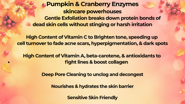 Decorative Chart entitled Pumpkin & Cranberry Enzymes and their skincare benefits