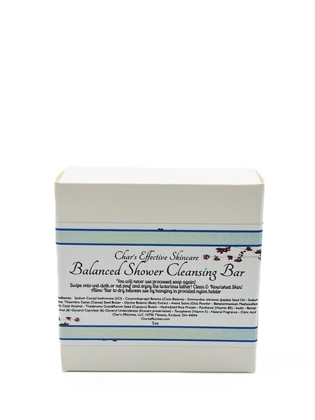 Balanced Cleanser Bar for the Shower/Gentle,Emollient, Velvety Foam/No SLS/Oat Protein ,Jojoba, Marula Oils/White Box /4.5 oz/Char's Effective Skin Care