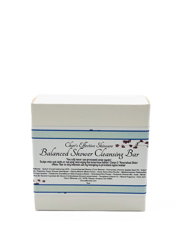Balanced Cleanser Bar for the Shower/Gentle,Emollient, Velvety Foam/No SLS/Oat Protein ,Jojoba, Marula Oils/White Box /4.5 oz/Char's Effective Skin Care