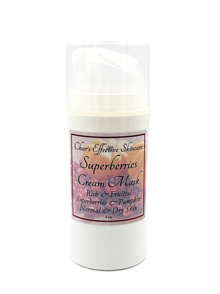 Rich and Fruitful Pumpkin Enzyme and Superberries Cream Mask/4 oz White Airless Treatment Bottle/Mostly Natural/for Normal and Dry Skin