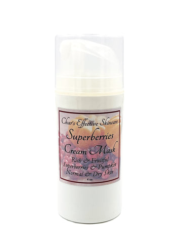 Rich and Fruitful Pumpkin Enzyme and Superberries Cream Mask/4 oz White Airless Treatment Bottle/Mostly Natural/for Normal and Dry Skin