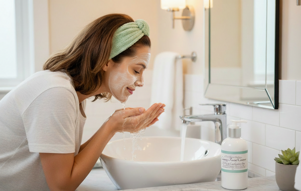 Calming Facial Cleanser lifestyle image with lather
