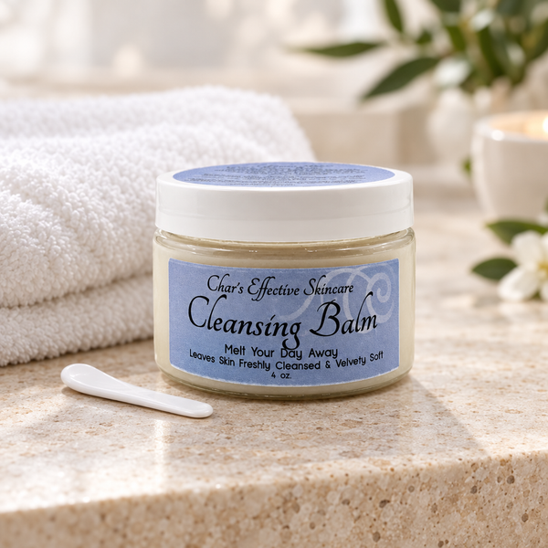 Cleansing Balm in a spa setting with petite white spatula