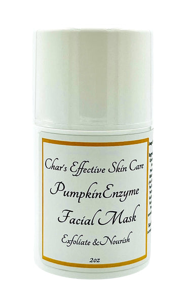 Pumpkin Enzyme Facial Mask/ with Pumpkin Enzymes, Fruit Enzymes and 1% Glycolic Acid/ White airless bottle with white cap/ Exfoliates skin/Char's Effectives Skincare