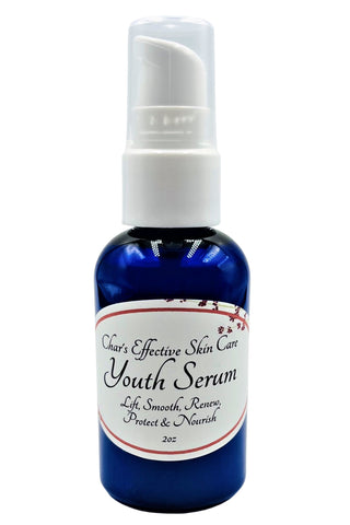 Youth Serum with Matrixyl 3000/ For Youthful Skin/Antioxidants, Ceramides,Botanicals/2 oz Blue Bottle with Treatment Pump/Char's Effective Skincare